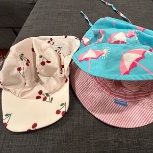 Baby girl sun hat collection- (3) hats 3-12 months.